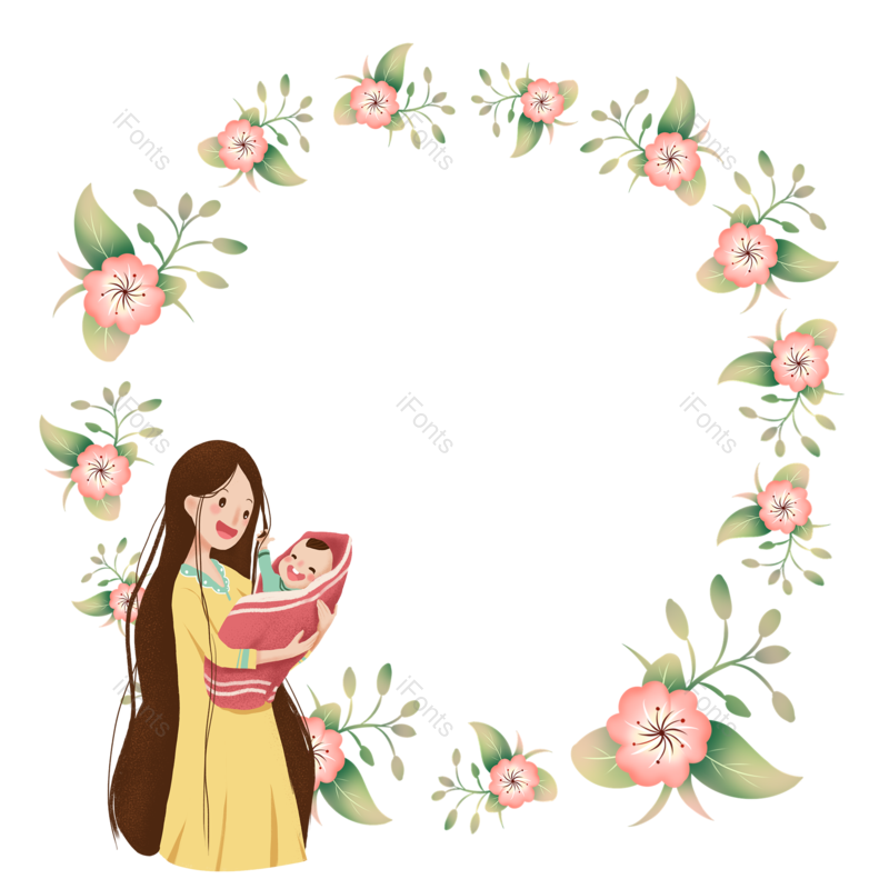边框图片,母亲节元素,唯美边框PNG,鲜花免抠素材
